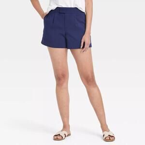 A New Day Women's High-Rise Tailored Shorts Navy Blue Size 8